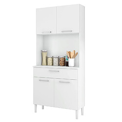 Pegane Armoire, placard de rangement avec 1 tiroir et 4 portes coloris blanc - longueur 80 x profondeur 36 x hauteur 180 cm