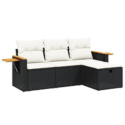 Maison Chic Ensemble de 4 Tables et chaises d'extérieur avec coussins,Salon de jardin noir résine tressée -GKD205753