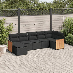 Maison Chic Salon de jardin 7 pcs avec coussins | Ensemble de Table et chaises | Mobilier d'Extérieur noir résine tressée -GKD70635