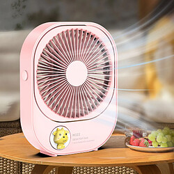 (Rose) Ventilateur de Bureau Petit Ventilateur Électrique Turbo Sans Balai Silencieux Chargement Usb Portable