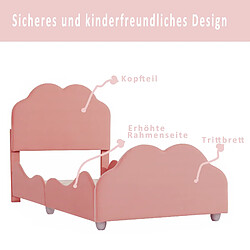 KOMHTOM Lit Capitonné Simple 90 X 200 cm Cadre De Lit À Balustrade Avec Tête et Pied De Lit En Forme De Nuage - Rose pas cher