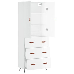 Avis vidaXL Buffet haut Blanc brillant 69,5x34x180 cm Bois d'ingénierie