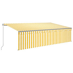 vidaXL Auvent rétractable manuel avec store LED 5x3 m Jaune et blanc