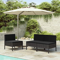 Maison Chic Lot de 3 Chaises de jardin,Fauteuil d'extérieur avec coussins Résine tressée Noir -MN93167