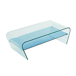 Vente-Unique Table basse - Verre trempé - Tablette bleue laquée - KELLY pas cher