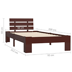 vidaXL Cadre de lit sans matelas marron foncé bois pin massif 90x200cm pas cher