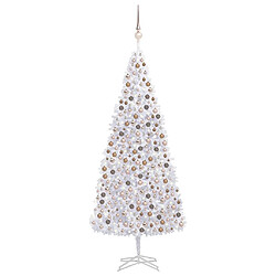 vidaXL Arbre de Noël artificiel pré-éclairé et boules 500 cm blanc