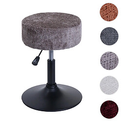 Mendler Tabouret HWC-C22, tabouret de maquillage, réglable en hauteur pivotant Ø 37cm tissu/textile chenille (465g/m²) ~ marron