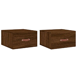 Maison Chic Lot de 2 Tables de Chevet murales - Tables de Nuit chêne marron 35x35x20 cm