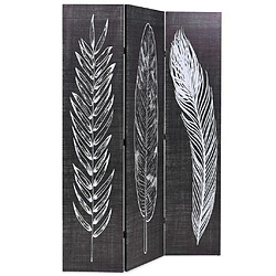 Helloshop26 Paravent séparateur de pièce cloison de séparation décoration meuble pliable 120 cm plumes noir et blanc 0802050