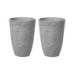 Beliani Lot de 2 pots de fleurs 35 x 35 x 50 cm gris CAMIA