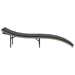 Maison Chic Chaise longue | Transat Bain de soleil et coussin gris clair 55x199x50 cm résine tressée -GKD50092 pas cher