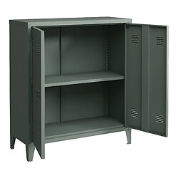 Helloshop26 Casier de bureau armoire meuble de rangement pour bureau atelier chambre acier de bureau métallique à 2 portes 90 x 80 x 33 cm gris foncé 03_0006338