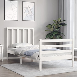 Avis Maison Chic Lit adulte - Cadre Structure de lit avec tête de lit Contemporain blanc 90x200 cm bois massif -MN89500