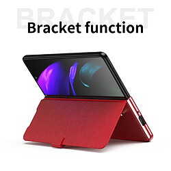 Etui en PU texture litchi, magnétique avec support rouge pour votre Samsung Galaxy Z Fold3 5G