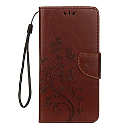 Wewoo Housse Étui à rabat horizontal avec motif papillon en relief fente pour cartes, porte-monnaie & lanière iPhone XR marron