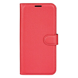 Etui en PU texture litchi, fermeture magnétique avec support, rouge pour votre Realme 9i