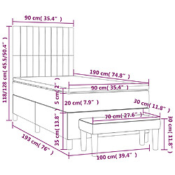 vidaXL Sommier à lattes de lit avec matelas Bleu 90x190 cm Tissu pas cher