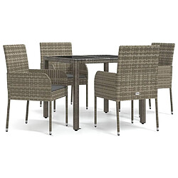 Salle à manger de jardin 5 pcs,Table et chaise à dîner avec coussins Gris -MN91660