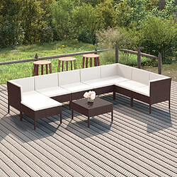 Maison Chic Salon de jardin 9 pcs + coussins - Mobilier/Meubles de jardin - Table et chaises d'extérieur Résine tressée Marron -MN75675