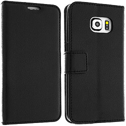 Avizar Housse Etui Folio Portefeuille pour Samsung Galaxy S6 Edge - Noir