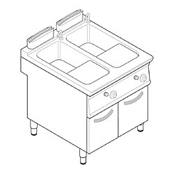 Cuiseur a Pates professionnel à gaz 2 cuves série 900 - Tecnoinox
