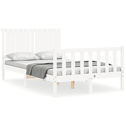 Maison Chic Cadre/structure de lit avec tête de lit pour adulte - Lit Moderne Chambre blanc petit double bois massif -MN28460