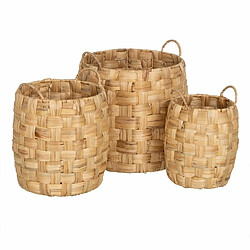 BigBuy Home Lot de paniers Beige Fibre naturelle 37 x 37 x 40 cm (3 Unités)