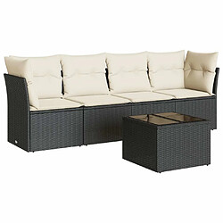 Maison Chic Salon de jardin 5 pcs avec coussins | Ensemble de Table et chaises | Mobilier d'Extérieur noir résine tressée -GKD78786