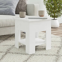 Maison Chic Table basse,Table Console Table d'appoint, Table pour salon Blanc brillant 40x40x42 cm Bois d'ingénierie -MN34200