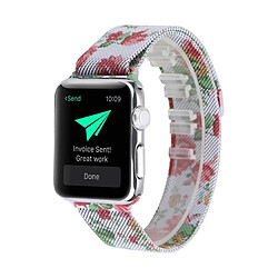 Acheter Wewoo Bracelet de montre-bracelet en acier imprimé pour Apple Watch séries 3 & 2 et 1 42 mm (pivoine)