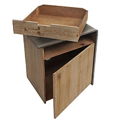 Mendler Commode HWC-L76, table de chevet d'appoint, bois massif industriel certifié MVG 60x50x40cm, naturel avec aspect métal pas cher