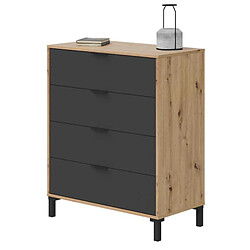 Dansmamaison Commode 4 tiroirs Chêne/Gris Anthracite - LUMIA pas cher