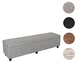 Mendler Banc banquette coffre de rangement Kriens XXL, 180x45x45cm, tissu, gris