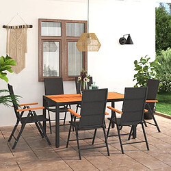 vidaXL Ensemble à manger de jardin 7 pcs noir et marron