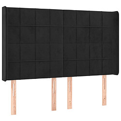 vidaXL Tête de lit avec oreilles Noir 147x16x118/128 cm Velours