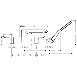 Hansgrohe - Set de finition Mélangeur Metris 4 trous pour montage sur bord de baignoire finition chromé