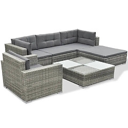 Avis Maison Chic Salon de jardin 6 pcs + coussins - Mobilier/Meubles de jardin - Table et chaises d'extérieur Résine tressée Gris -MN66580