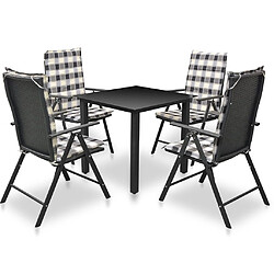 vidaXL Ensemble à manger d'extérieur 5pcs avec coussins Aluminium Noir