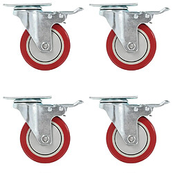 vidaXL Roulettes pivotantes avec double freins 4 pcs 100 mm