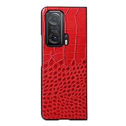 Coque en TPU + cuir véritable texture croco rouge pour votre Honor Magic V