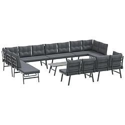 vidaXL Ensemble de bancs de jardin avec coussins 9 pcs noir