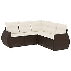 vidaXL Salon de jardin avec coussins 5 pcs marron résine tressée