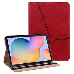 Etui en PU ligne de couture avec support et porte-cartes rouge pour votre Samsung Galaxy Tab S6 Lite P610/P615