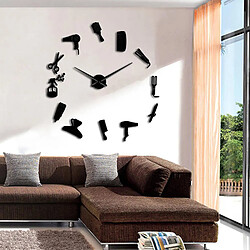 Horloge Murale Acrylique Moderne Bricolage 3D Miroir Autocollant Horloges De Bureau à Domicile Noir pas cher