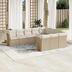 Maison Chic Salon de jardin avec coussins 10 pcs | Ensemble de Table et chaises | Mobilier d'Extérieur beige résine tressée -GKD89415