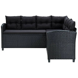 Maison Chic Salon de jardin 6 pcs + coussins - Mobilier/Meubles de jardin - Table et chaises d'extérieur Résine tressée Noir -MN24143 pas cher