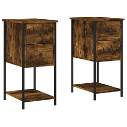 Maison Chic Lot de 2 Tables de chevet - Tables de Nuit chêne fumé 32x42x70 cm bois d'ingénierie