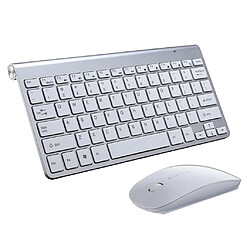 Mini Clavier Sans Fil Souris Ensemble étanche 2.4G Pour Ordinateur Portable Mac PC Argent