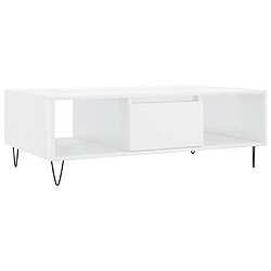 vidaXL Table basse blanc brillant 104x60x35 cm bois d'ingénierie